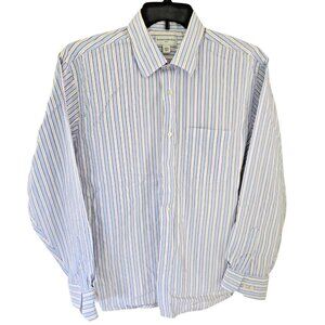 Banana Republic Light Blue Striped Dress Shirt Men's L Cotton 16-16.5